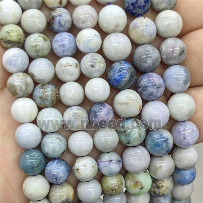 Natural Ore-Sodalite Beads Blue Purple Smooth Round