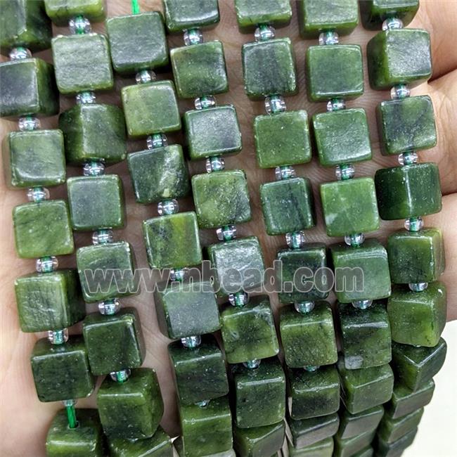 Chinese Taiwan Nephrite Jade Cube Beads Green