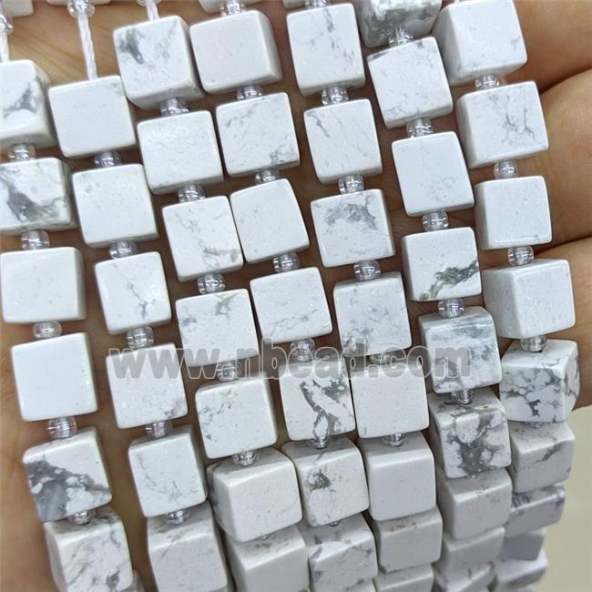 White Howlite Turquoise Cube Beads