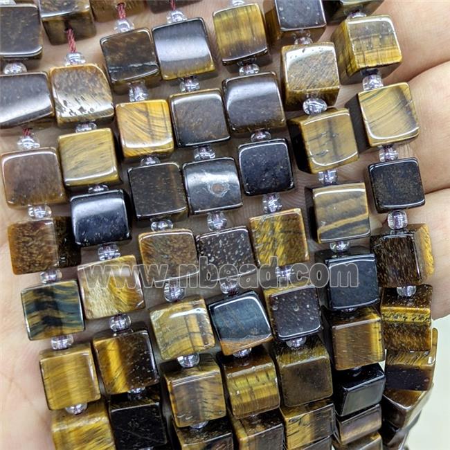 Natural Tiger Eye Stone Cube Beads