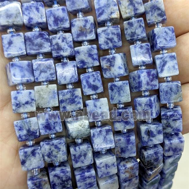 Natural Blue Dalmatian Jasper Cube Beads