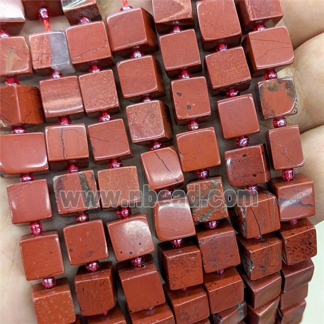 Natural Red Jasper Cube Beads