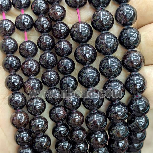 Natural Garnet Beads Smooth Round