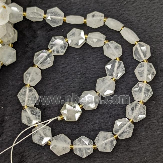 Natural Clear Crystal Quartz Hexagon Beads
