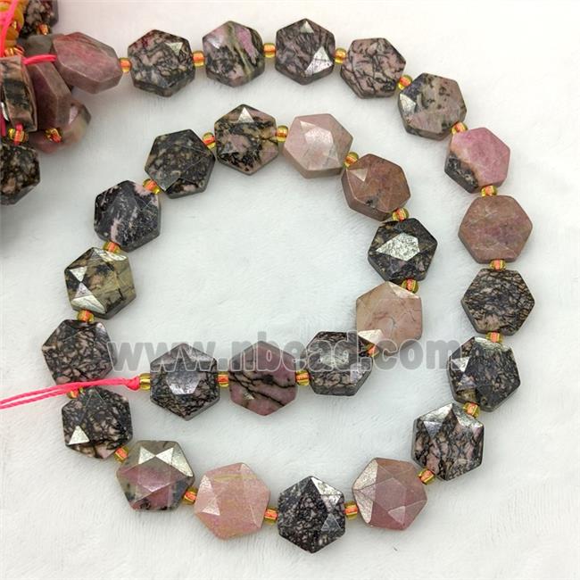 Natural Chinese Rhodonite Hexagon Beads Pink