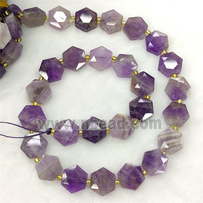 Natural Purple Amethyst Hexagon Beads