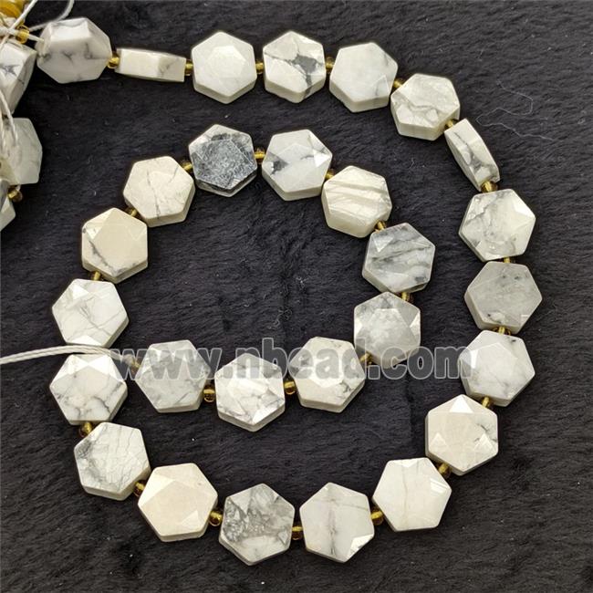 Natural White Howlite Turquoise Hexagon Beads