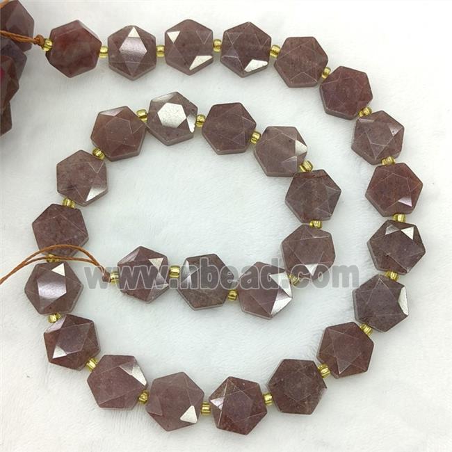 Red Tourmaline Hexagon Beads B-Grade