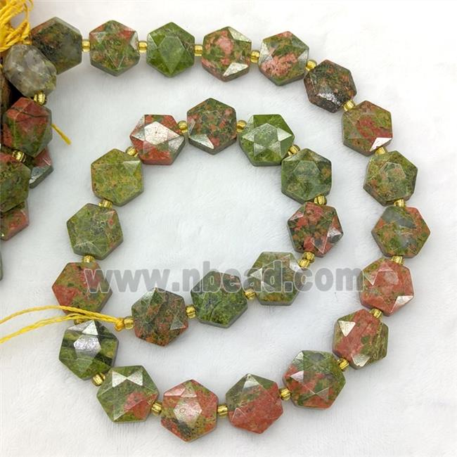 Natural Unakite Hexagon Beads
