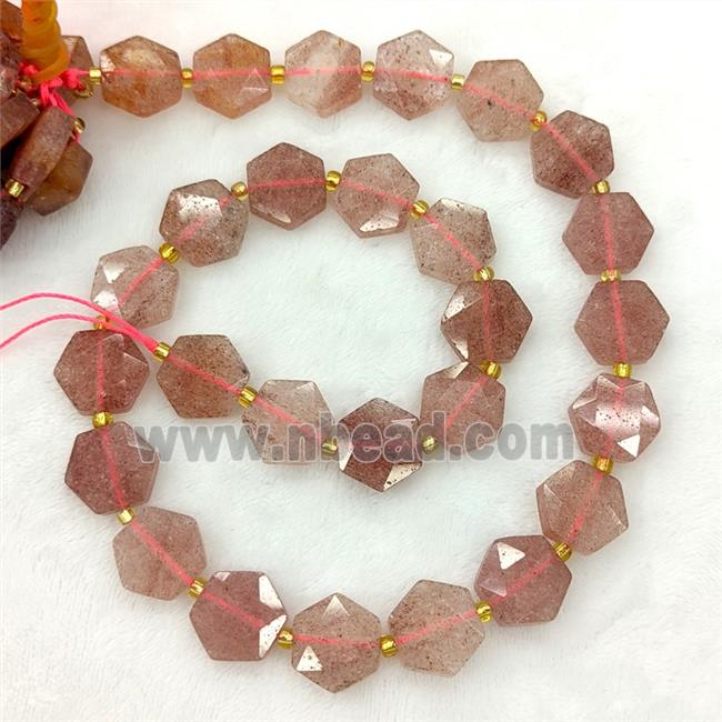 Natural Pink Strawberry Quartz Hexagon Beads