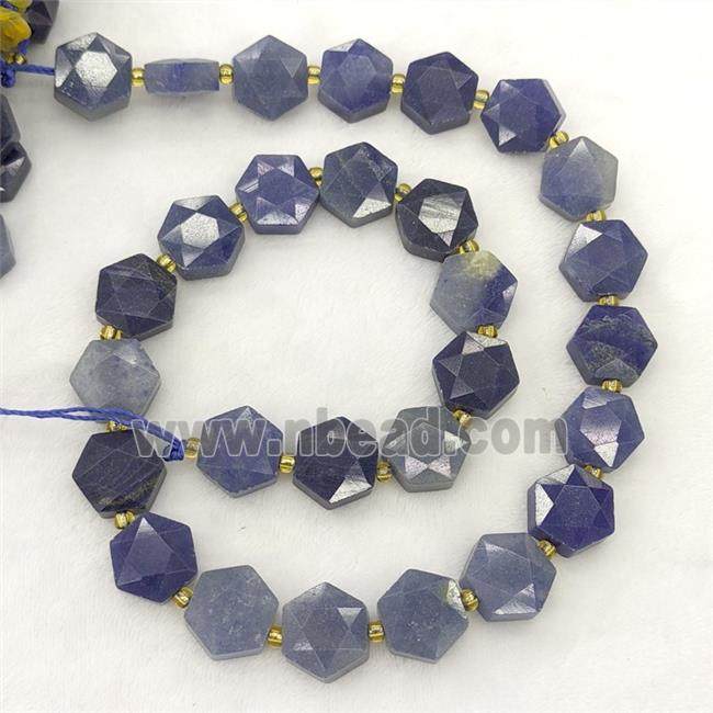 Natural Blue Aventurine Hexagon Beads