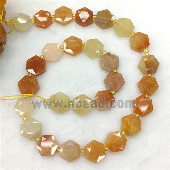Natural Red Aventurine Hexagon Beads