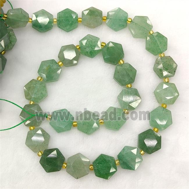 Natural Green Strawberry Quartz Hexagon Beads