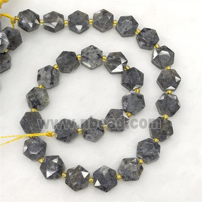 Natural Black Labradorite Hexagon Beads