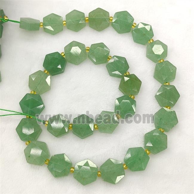 Natural Green Aventurine Hexagon Beads