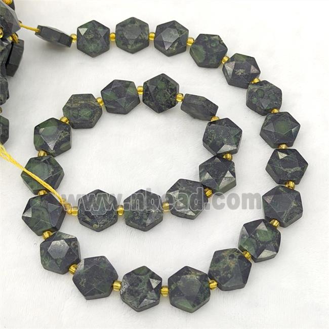 Natural Green Kambaba Jasper Hexagon Beads
