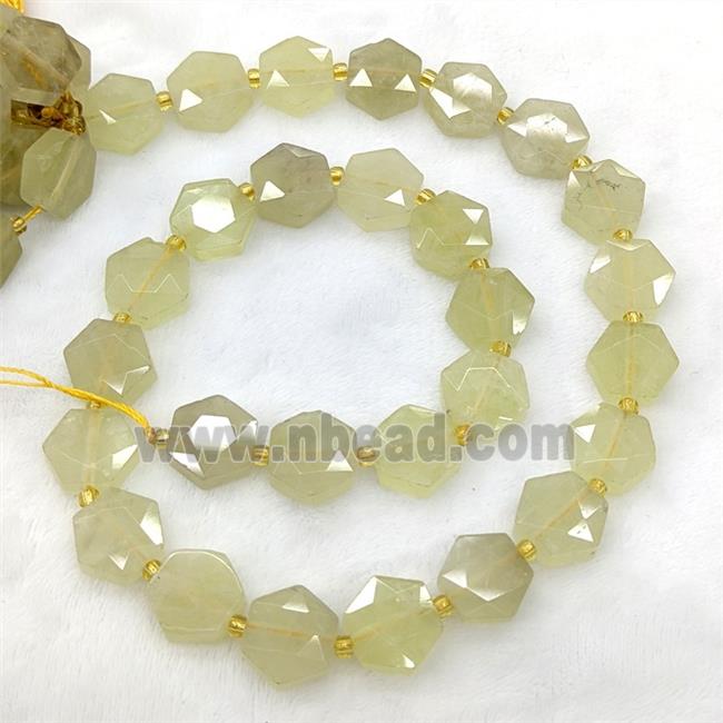 Natural Lemon Quartz Hexagon Beads