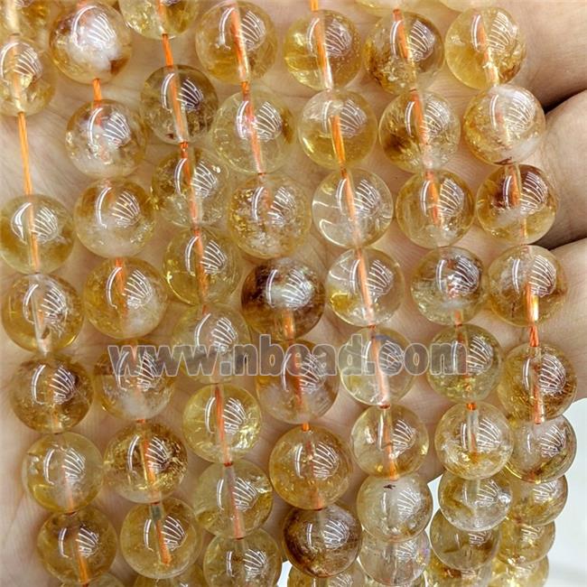 Naural Yellow Citrine Beads Smooth Round