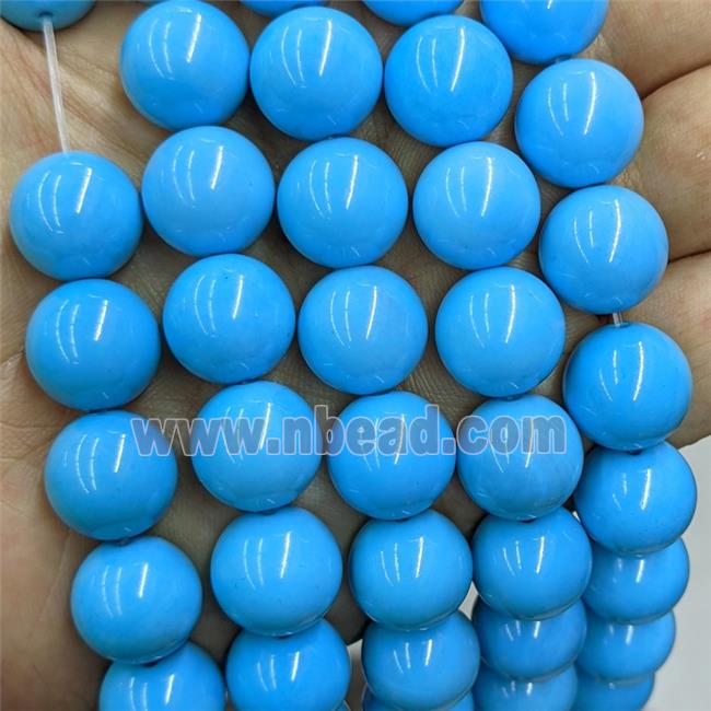 Natural Agate Beads Turqblue Dye Smooth Round