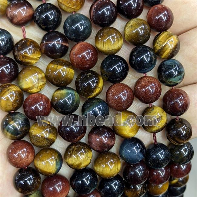 Tiger Eye Stone Beads A-Grade Multicolor Smooth Round