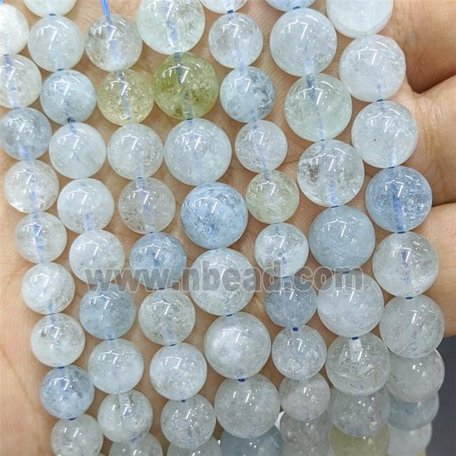 Natural Aquamarine Beads Blue Smooth Round