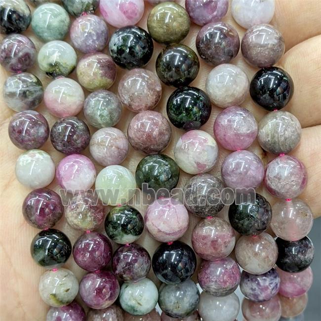 Natural Tourmaline Beads Multicolor Smooth Round