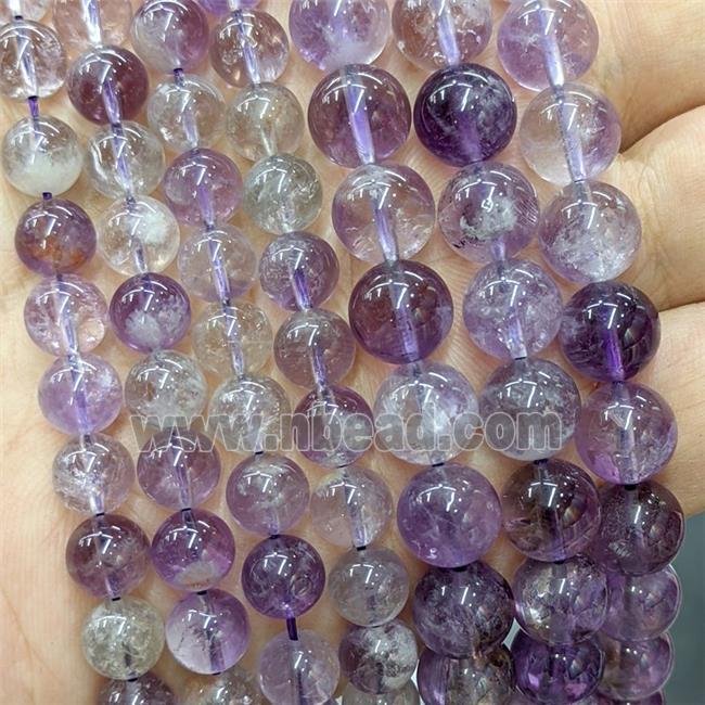 Natural Purple Super7 Crystal Quartz Beads Smooth Round