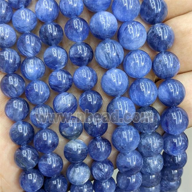 Natural Blue Kyanite Beads Smooth Round
