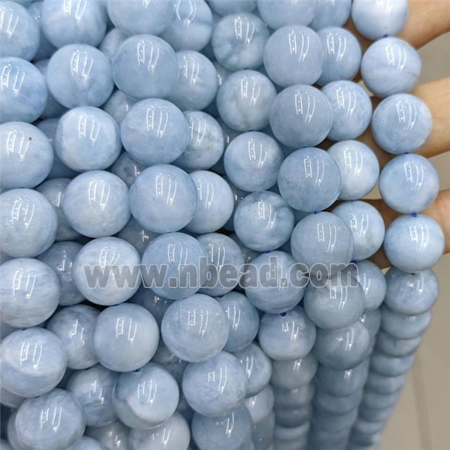 Natural Blue Aquamarine Beads AA-Grade Smooth Round