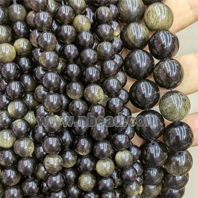 Natural Golden Obsidian Beads Smooth Round