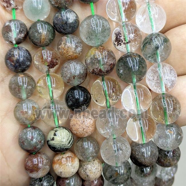 Natural Chlorite Crystal Quartz Beads Green Smooth Round
