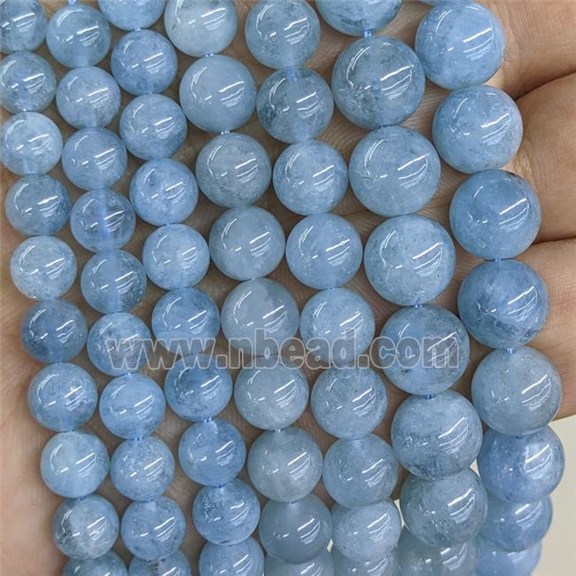 Natural Blue Aquamarine Beads AA-Grade Smooth Round