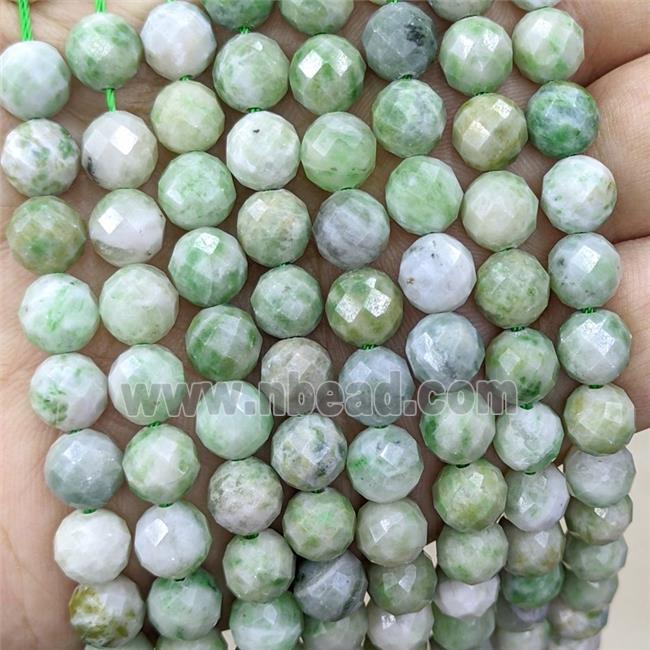 Natural Green Mountain Jade Beads Faceted Round