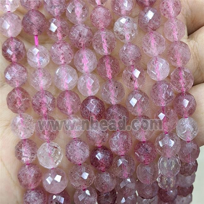 Natural Pink Strawberry Quartz Beads Faceted Round