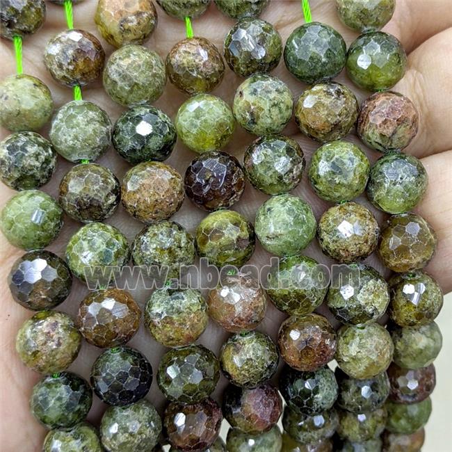 Natural Green Garnet Beads Faceted Round