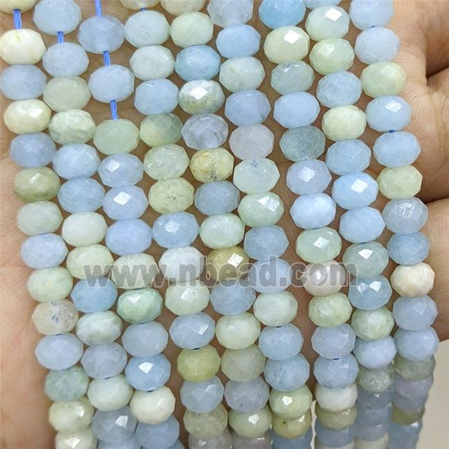 Natural Aquamarine Beads Multicolor Facetd Rondelle