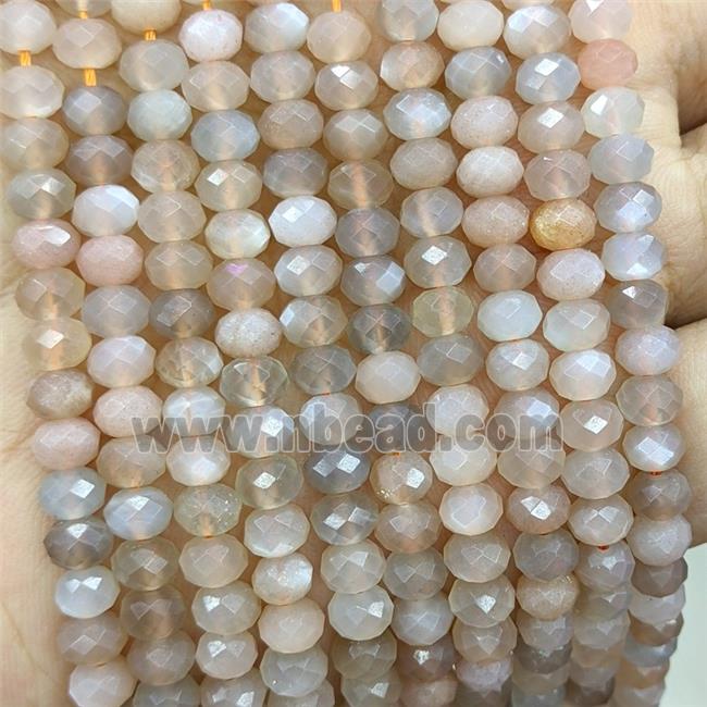 Natural Moonstone Beads Multicolor Faceted Rondelle