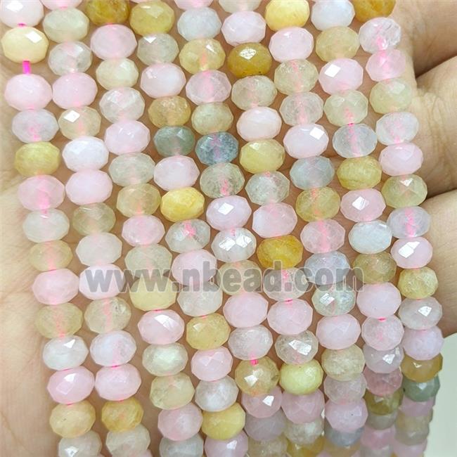 Natural Morganite Beads Multicolor Faceted Rondelle
