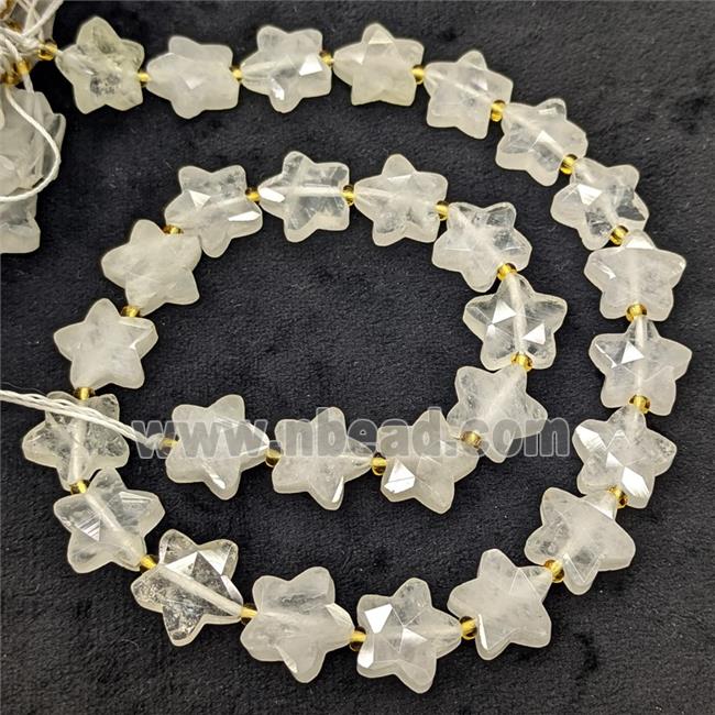 Natural Clear Crystal Quartz Star Beads Faceted