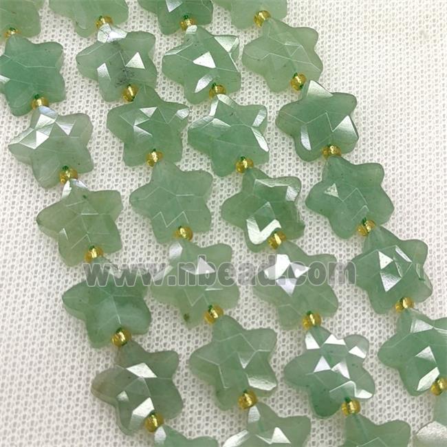Natural Green Aventurine Star Beads Faceted