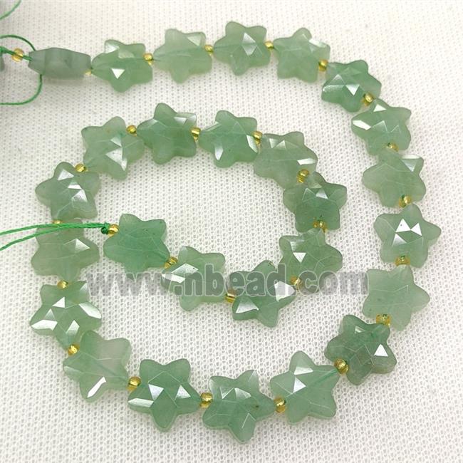Natural Green Aventurine Star Beads Faceted