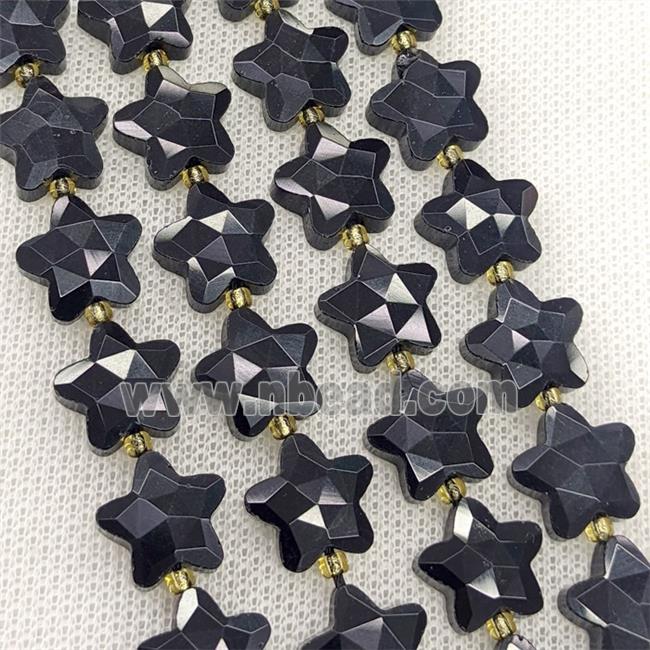 Natural Black Obsidian Star Beads Faceted