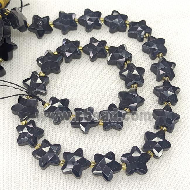 Natural Black Obsidian Star Beads Faceted