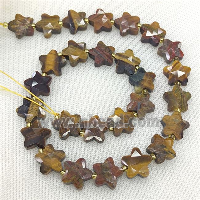 Natural Tiger Eye Stone Star Beads Faceted