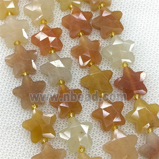 Natural Red Aventurine Star Beads Faceted