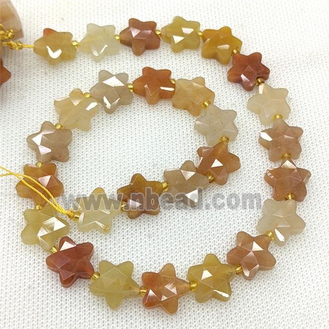Natural Red Aventurine Star Beads Faceted