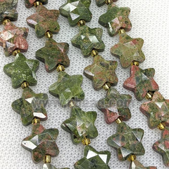 Natural Unakite Star Beads Faceted
