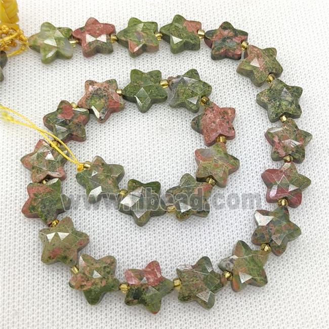 Natural Unakite Star Beads Faceted