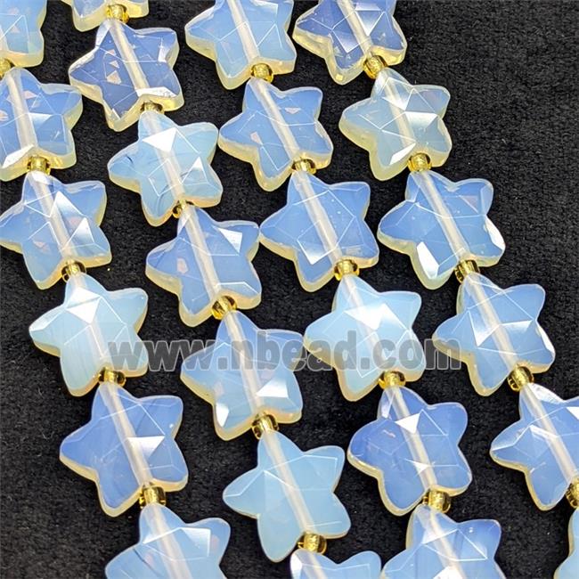 White Opalite Star Beads Faceted