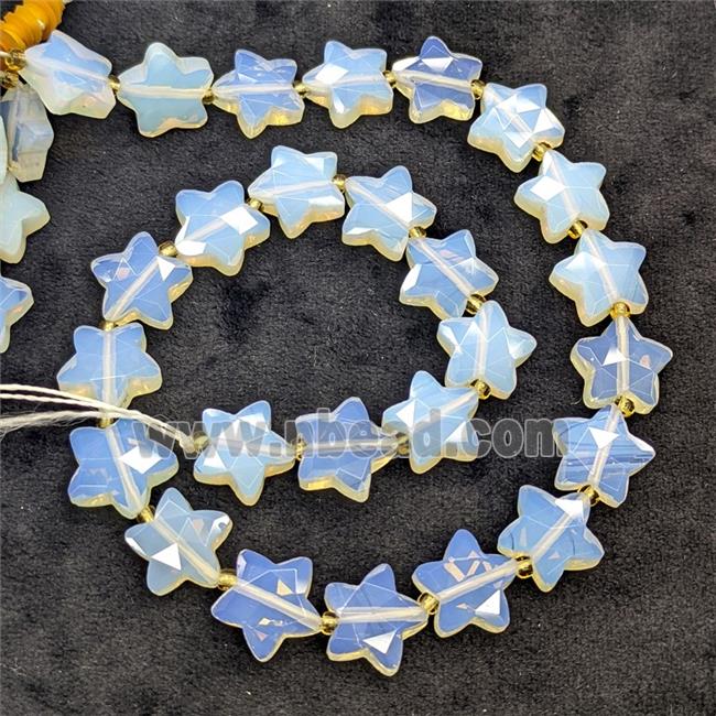 White Opalite Star Beads Faceted